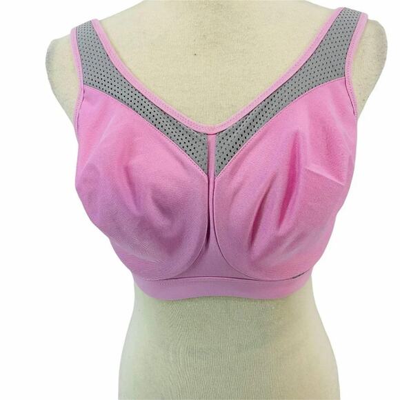 Glamorise Underwire High Impact Sports Bra 9066 Pink Grey 34DD - Picture 1 of 8